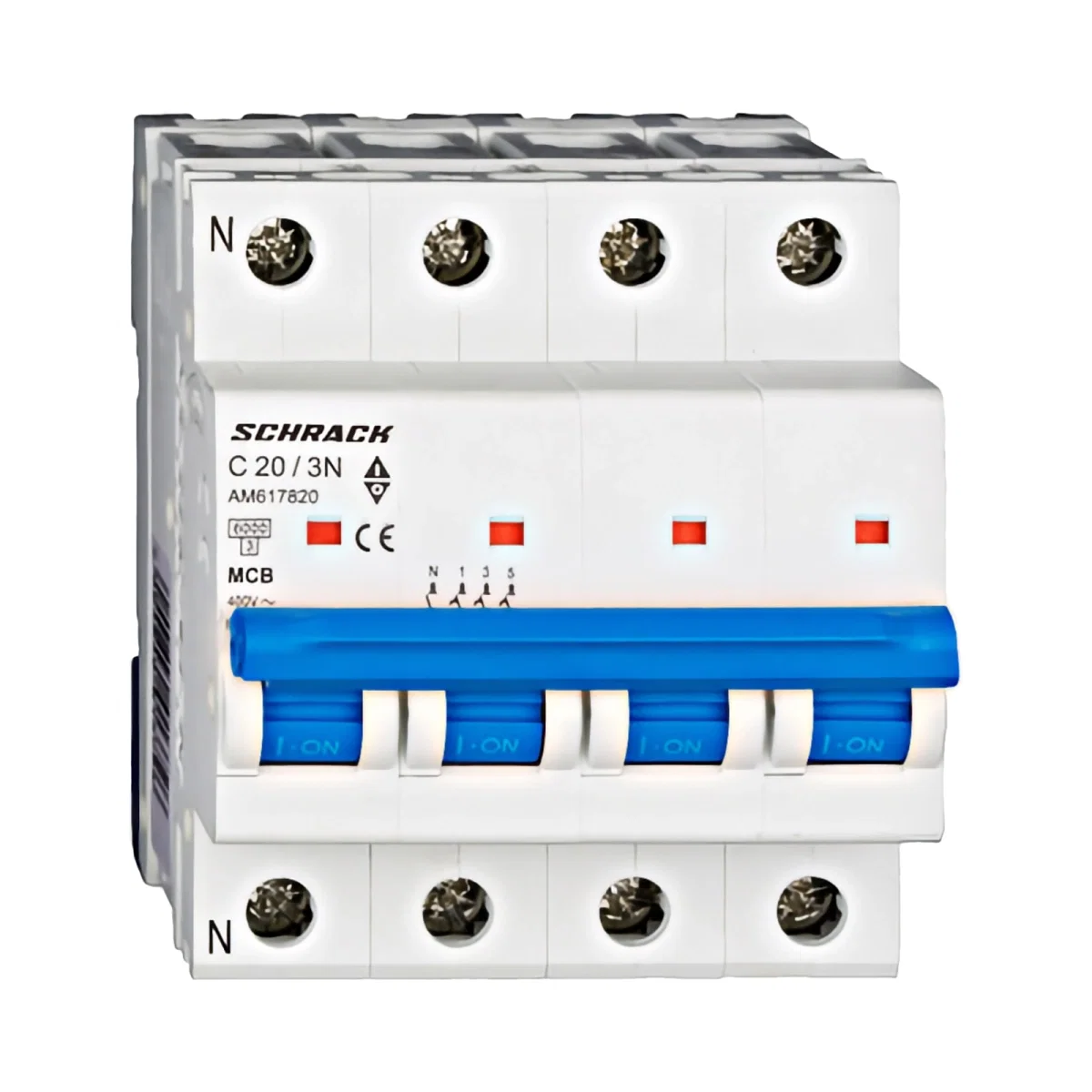 Tablouri electrice, disjunctoare si sigurante - INTRERUPTOR AUTOMAT MODULAR (MCB) AMPARO 6KA, C 20A, 3P+N