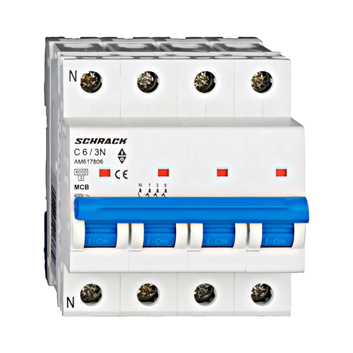 Tablouri electrice, disjunctoare si sigurante - INTRERUPTOR AUTOMAT MODULAR (MCB) AMPARO 6KA, C 6A, 3P+N