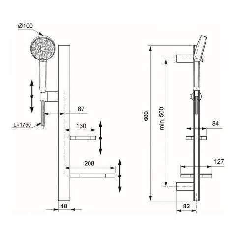 Kit de dus 600mm Idealrain Alu+ Silver Ideal Standard [1]