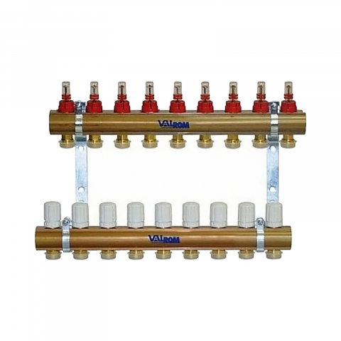 Distribuitoare incalzire pardoseala - KIT distribuitor / colector EUROCON cu debitmetre 12 circuite 1" PexKIT Valrom