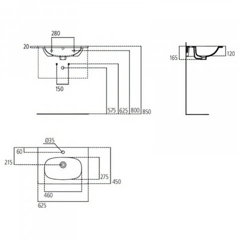 Lavoar 600 mm TESI pentru montaj pe mobilier alb mat Ideal Standard [4]