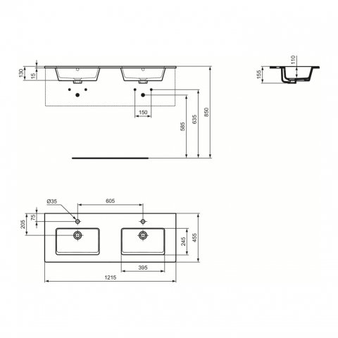 Lavoar dublu TEMPO 1200 mm incastrat Ideal Standard [2]