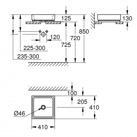 Lavoar Grohe Cube Ceramic, pe blat, preaplin, 400 x 400, PureGuard, alb [1]