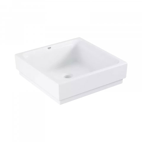 Baie - Lavoar Grohe Cube Ceramic, pe blat, preaplin, 400 x 400, PureGuard, alb