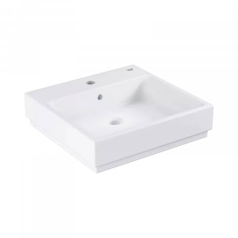 Baie - Lavoar Grohe Cube Ceramic, pe blat, preaplin, 500 x 490, PureGuard, alb