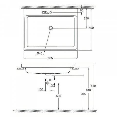 Lavoar Grohe Cube Ceramic 60 x 49 cm, montaj incastrat, tratament PureGuard [1]