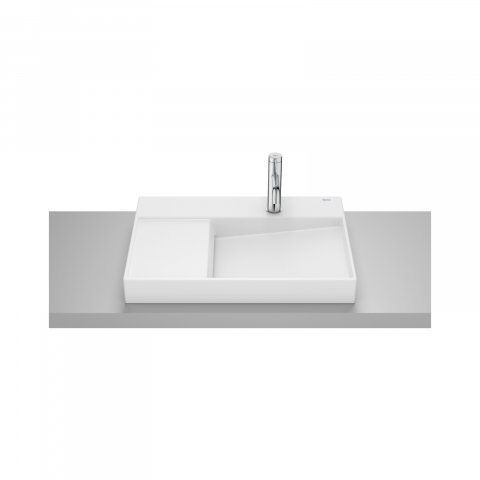 Baie - Lavoar pe blat din portelan cu orificiu pentru baterie View Horizon 60 cm alb mat Roca