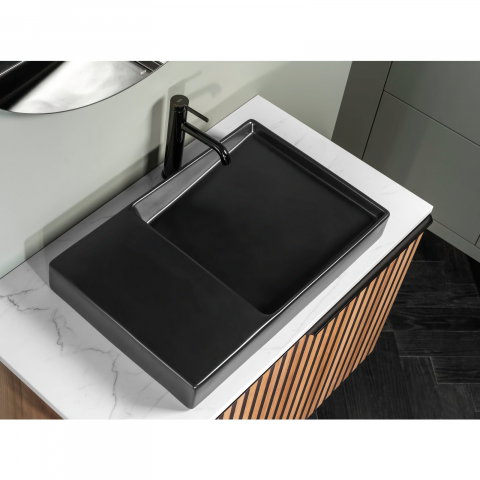 Lavoar pe blat din portelan Dash Horizon 60 cm negru mat Roca [2]