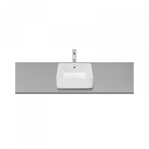 Baie - Lavoar pe blat, din portlan The Gap patrat 390 x 370 mm alb Roca