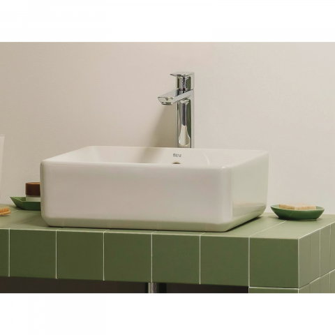 Lavoar pe blat, din portlan The Gap 600 x 370 x 130 mm dreptunghiular alb Roca [1]