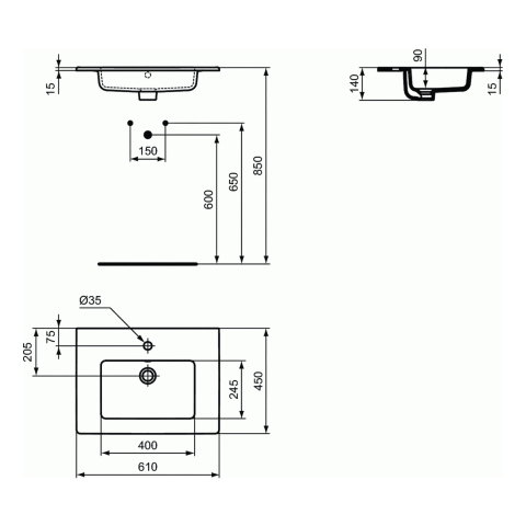Lavoar TEMPO 61 cm incastrat Ideal Standard [3]
