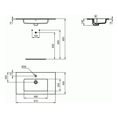Lavoar TEMPO 81 cm incastrat Ideal Standard [2]
