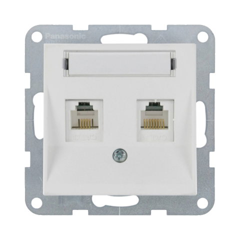 Prize - Mecanism priza 2xCAT5e cu eticheta Karre Plus 55 Soft Touch Seashell