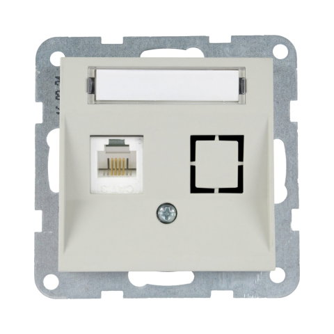Prize - Mecanism priza CAT6 cu eticheta Karre Plus 55 Soft Touch Sandstone