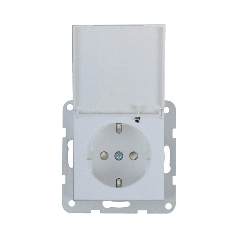 Prize - Mecanism priza Schuko cu capac, protectie pentru copii si sistem Quick Connect Karre Plus 55 Silver
