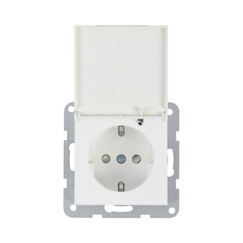 Prize - Mecanism priza Schuko cu capac, protectie pentru copii si sistem Quick Connect Karre Plus 55 Seashell