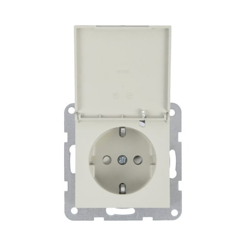 Prize - Mecanism priza Schuko cu capac, protectie pentru copii si sistem Quick Connect Karre Plus 55 Soft Touch Sandstone