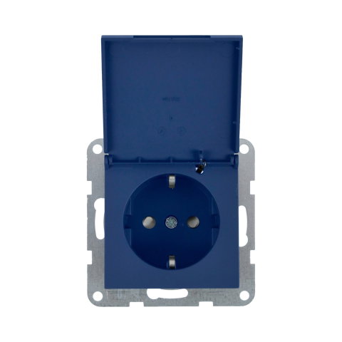 Prize - Mecanism priza Schuko cu capac, protectie pentru copii si sistem Quick Connect Karre Plus 55 Soft Touch Ocean