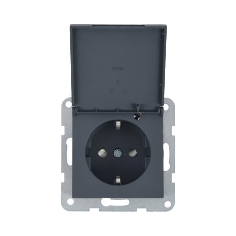 Prize - Mecanism priza Schuko cu capac, protectie pentru copii si sistem Quick Connect Karre Plus 55 Soft Touch Night