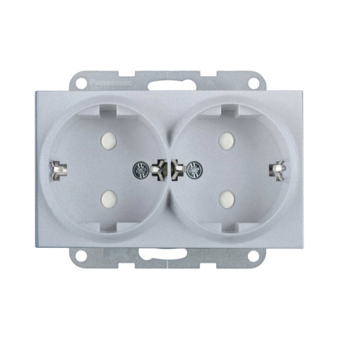 Prize - Mecanism priza Schuko dubla cu protectie pentru copii Karre Plus 55 Silver