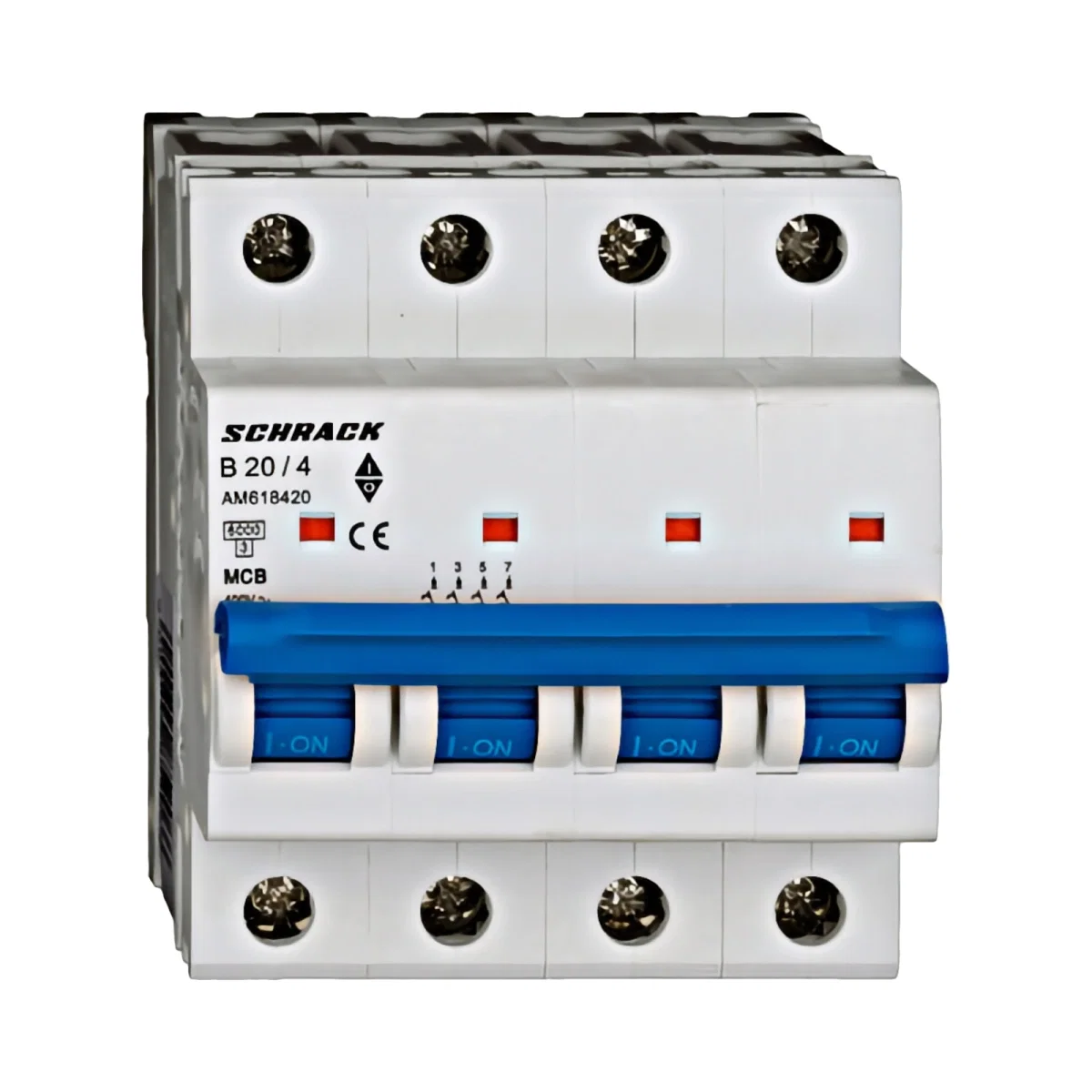 Tablouri electrice, disjunctoare si sigurante - MINIATURE CIRCUIT BREAKER (MCB) AMPARO 6KA, B 20A, 4-POLE