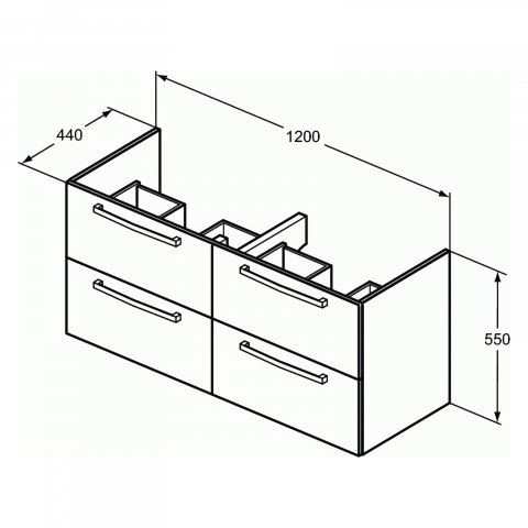 Mobilier TEMPO 1200 mm suspendat 4 sertare alb lucios Ideal Standard [1]