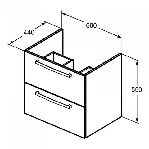 Mobilier Tempo 60 cm suspendat 2 sertare gri lucios Ideal Standard [1]