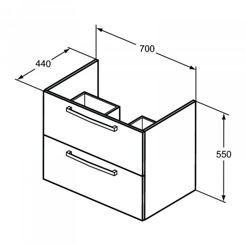 Mobilier TEMPO 700 mm suspendat 2 sertare alb lucios Ideal Standard [2]
