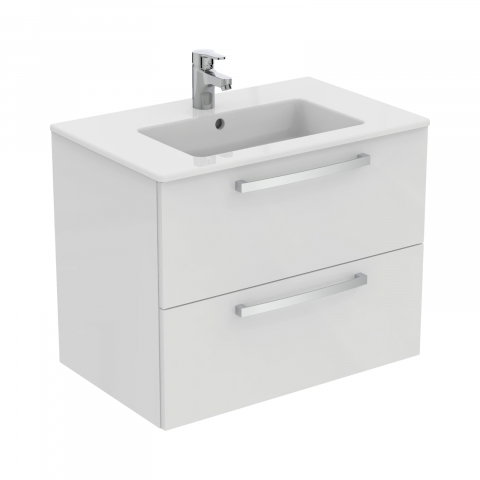 Mobilier simplu - Mobilier TEMPO 700 mm suspendat 2 sertare alb lucios Ideal Standard
