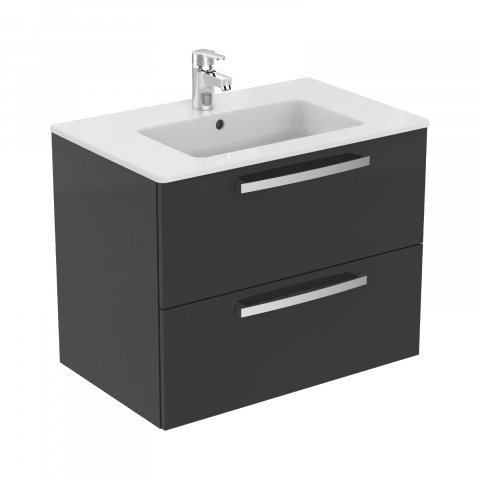 Mobilier simplu - Mobilier TEMPO 700 mm suspendat 2 sertare gri lucios Ideal Standard