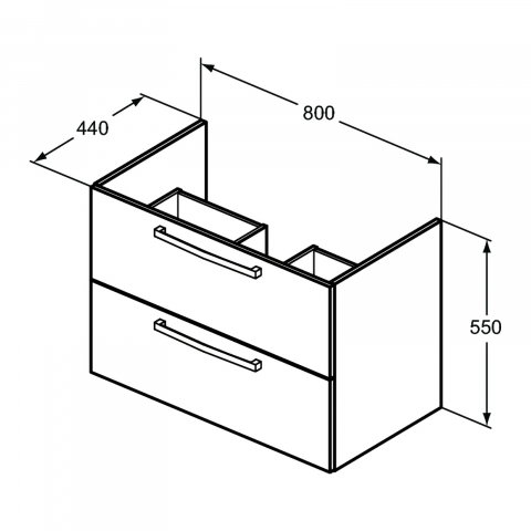 Mobilier TEMPO 800 mm suspendat 2 sertare alb lucios Ideal Standard [5]