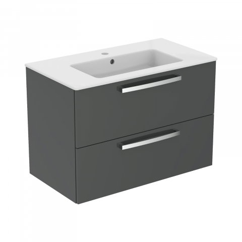 Mobilier TEMPO 800 mm suspendat 2 sertare gri lucios Ideal Standard [2]