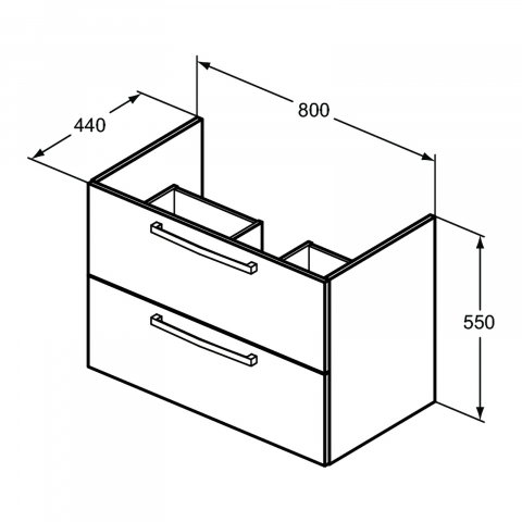 Mobilier TEMPO 800 mm suspendat 2 sertare gri lucios Ideal Standard [4]