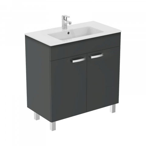Mobilier simplu - Mobilier TEMPO stativ 2 usi 80 0mm gri lucios Ideal Standard