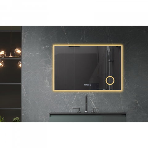 Oglina de baie Atlantis, iluminare led 3 culori, 120 x 80 cm, functie dezaburire, intrerupator touch si ceas Belform [1]