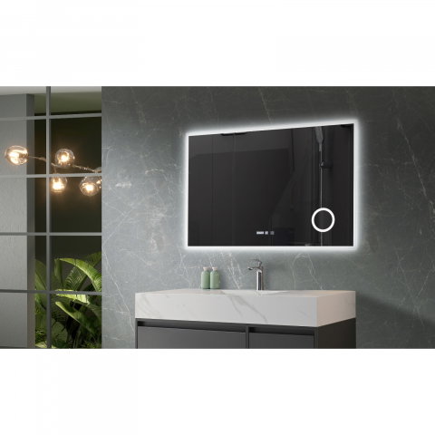 Oglina de baie Atlantis, iluminare led 3 culori, 120 x 80 cm, functie dezaburire, intrerupator touch si ceas Belform [2]