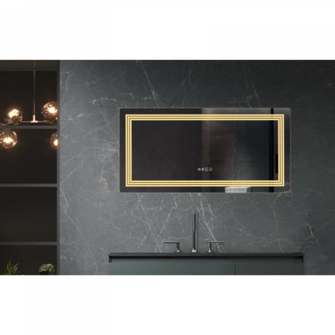 Oglina de baie Cronos, iluminare led 3 culori, 120 x 60 cm, functie dezaburire, intrerupator touch si ceas Belform [2]