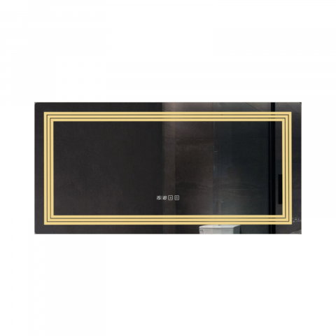 Oglinzi cu iluminare led si functii speciale - Oglina de baie Cronos, iluminare led 3 culori, 120 x 60 cm, functie dezaburire, intrerupator touch si ceas Belform