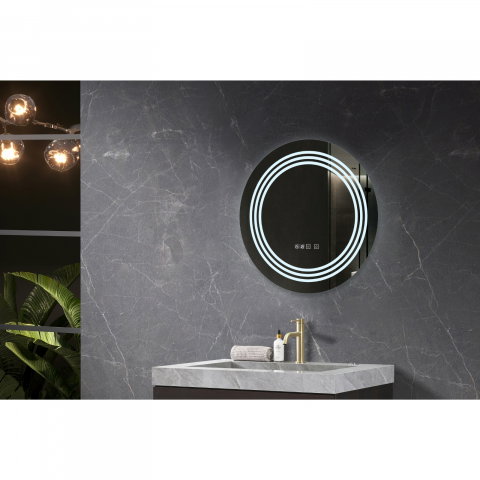 Oglina de baie Cronos, iluminare led 3 culori, 60 x 60 cm, functie dezaburire, intrerupator touch si ceas Belform [2]