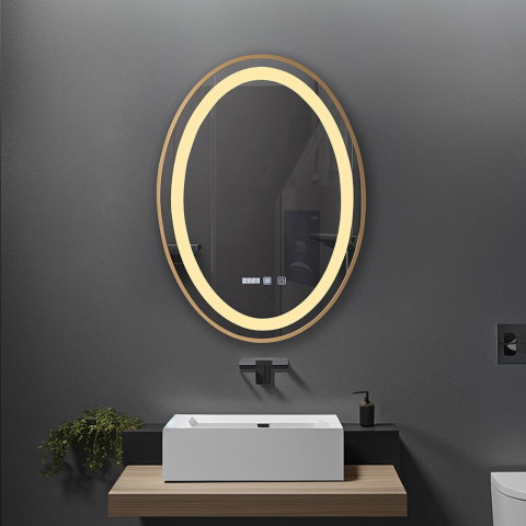 Oglina de baie Fortuna, iluminare led 3 culori, 50 x 70 cm, functie dezaburire, intrerupator touch si ceas Belform [3]