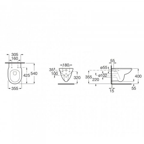 Pachet 5 bucati WC Debba Round suspendat Rimless Roca [5]