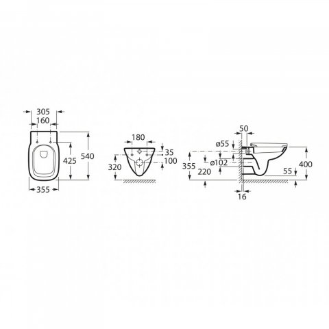Pachet 5 bucati WC Debba Square suspendat Rimless Roca [4]