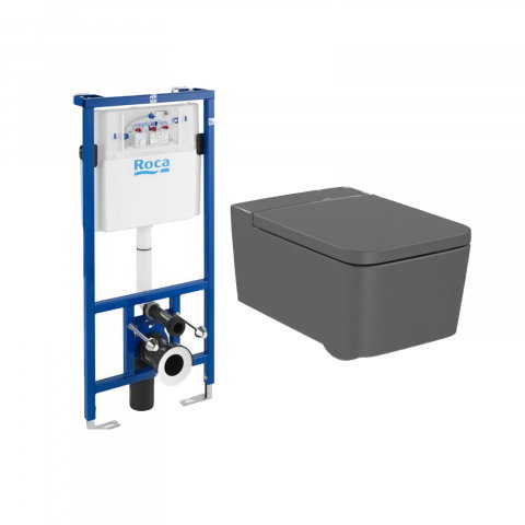 Pachete avantajoase toalete si bideuri - Pachet 5 bucati WC suspendat Rimless onyx Inspira Square Roca