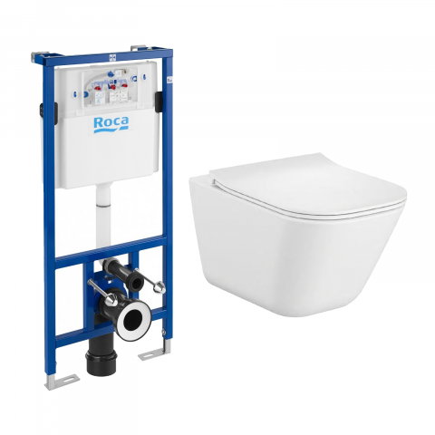 Pachete avantajoase toalete si bideuri - Pachet 5 bucati WC The Gap Square Rimless prinderi complet ascunse Roca