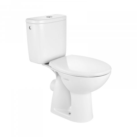 Baie - Pachet WC pe pardoseala cu evacuare orizontala, rezervor cu mecanism cu dubla actionare 6/3L si admisie laterala, capac din Termoplast Adele Roca