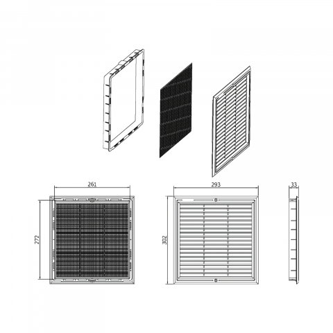 Rama aerisire cu plasa din plastic 300 x 300 mm [1]