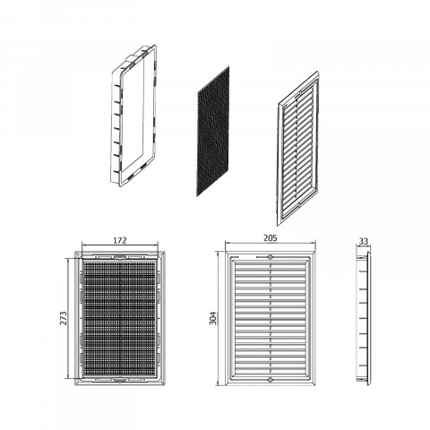 Rama aerisire din plastic 200 x 300 mm [1]
