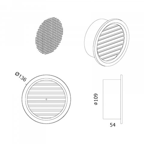 Rama aerisire rotunda cu plasa din plastic D.110 mm [1]