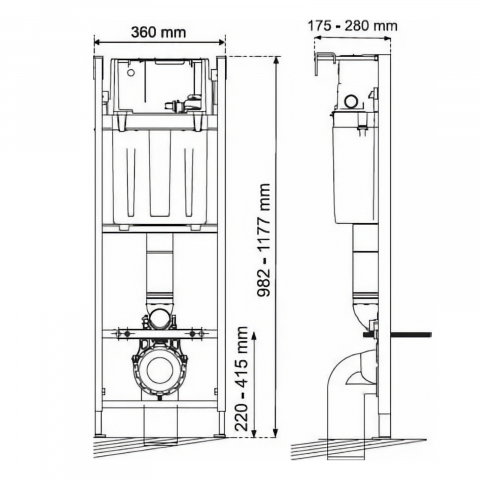 Rezervor incastrat INITIO cu izolatie prin perete dublu, cadru din otel vopsit anticoroziune, mecansim standard WIRQUIN [1]