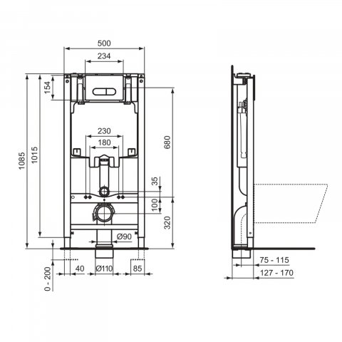 Rezervor incastrat cu clapeta ProSys Oleas M1 alb Ideal Standard [3]
